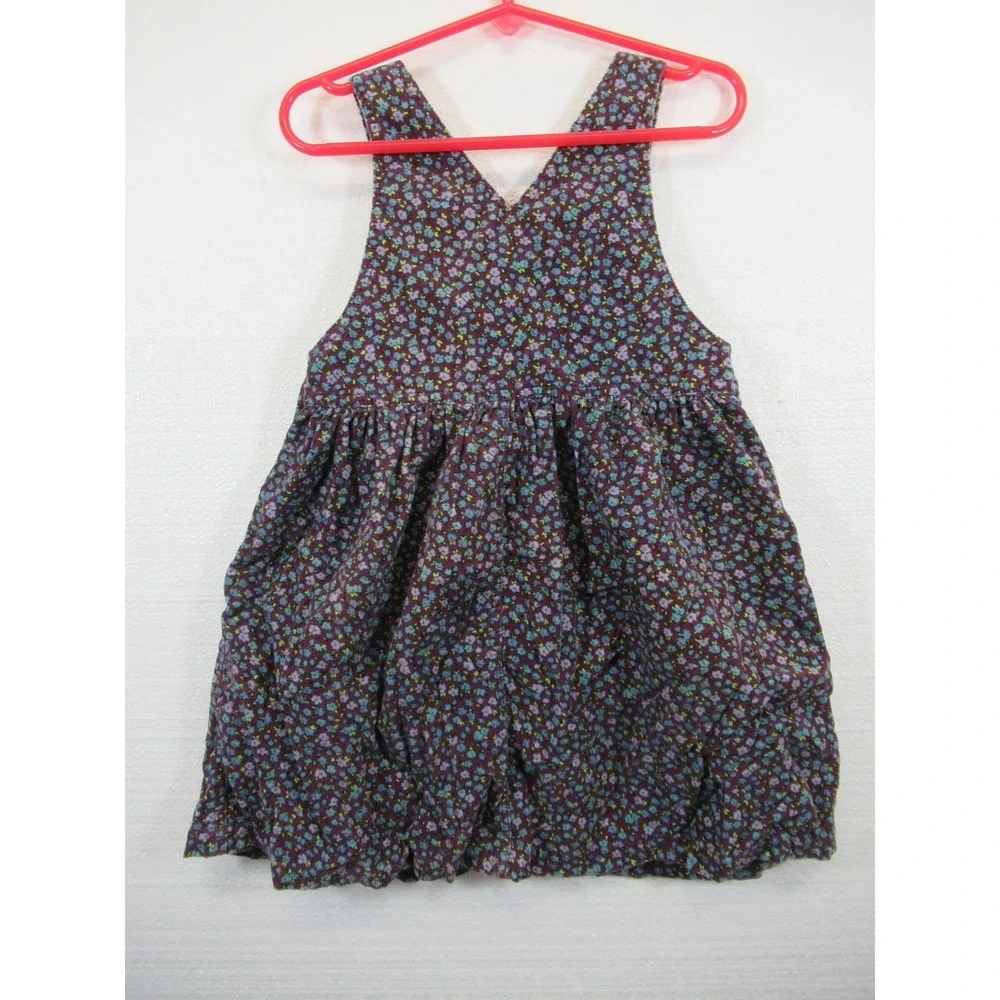 Vintage 90s Gymboree Corduroy Jumper Dress Girls M 3-4 Years Floral